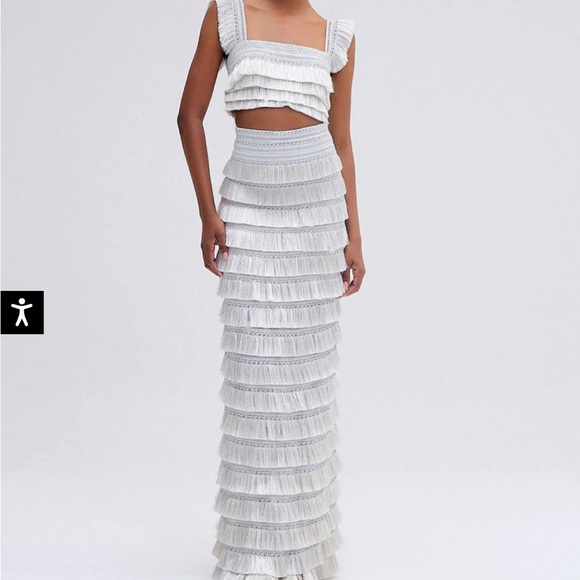 PatBO Metallic Fringe Skirt and Top Set - Size 4 - $1675 Retail! - Picture 2 of 11